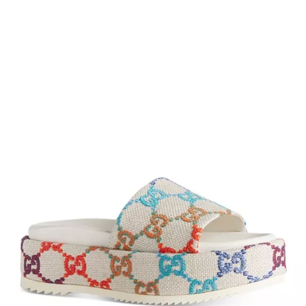 Gucci Women’s Multicolor Angelina GG Platform Slide Sandals